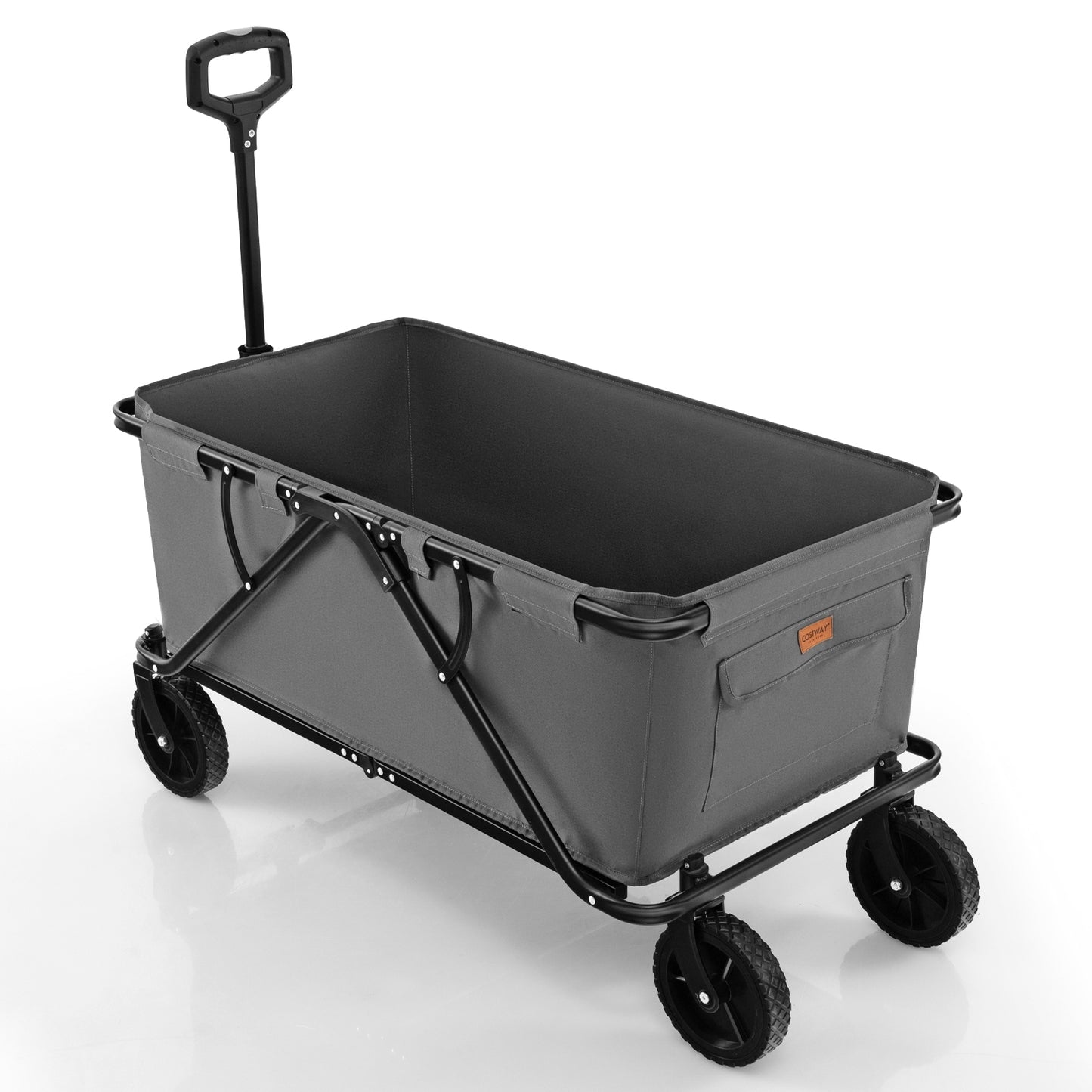Collapsible Folding Wagon Cart with Adjustable Handlebar, Gray Garden Carts at Gallery Canada