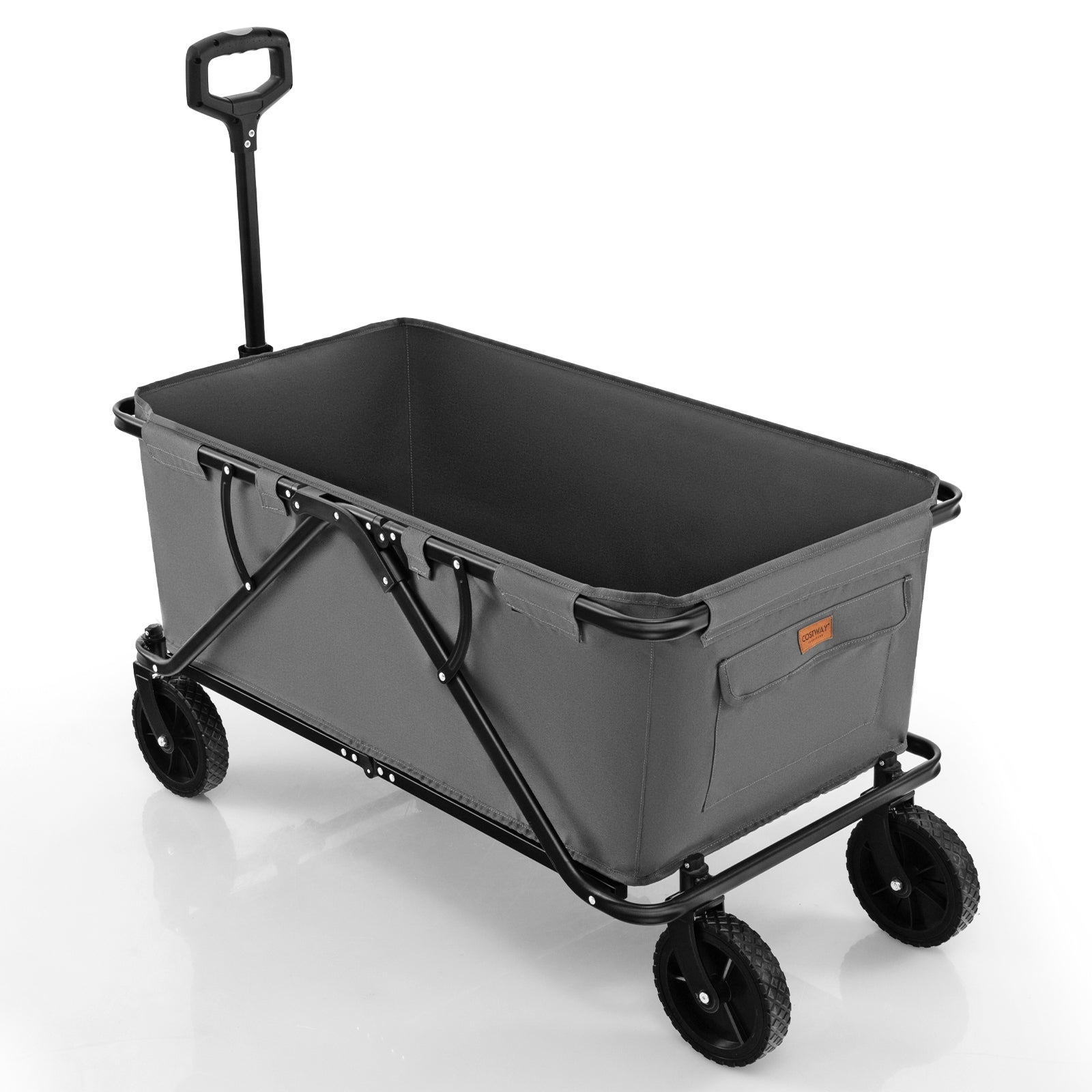 Collapsible Folding Wagon Cart with Adjustable Handlebar, Gray Garden Carts at Gallery Canada