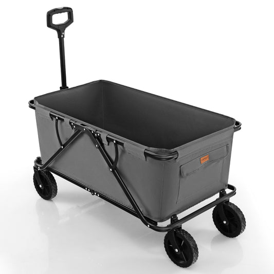 Collapsible Folding Wagon Cart, Adjustable Handlebar, Gray Garden Carts Gray at Gallery Canada