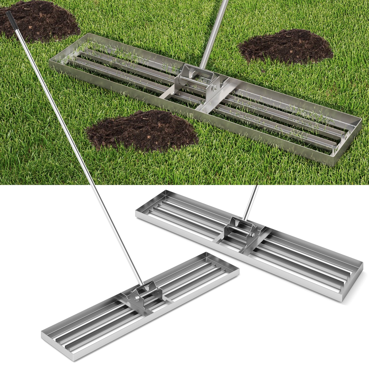 Lawn Leveling Rake 46 x 10 Inch Heavy Duty Lawn Level Tool for Soil, Silver Lawn Care Tools Silver at Gallery Canada