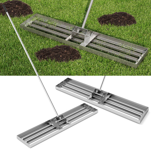 Lawn Leveling Rake, 46 x 10 Inch, Heavy Duty, Silver
