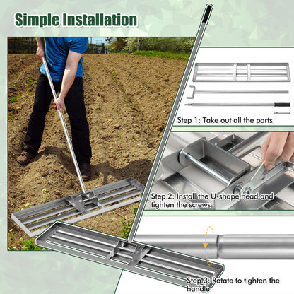Lawn Leveling Rake 46 x 10 Inch Heavy Duty Lawn Level Tool for Soil, Silver Lawn Care Tools at Gallery Canada