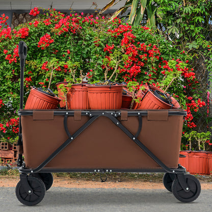Collapsible Folding Wagon Cart with Adjustable Handlebar, Coffee Garden Carts at Gallery Canada