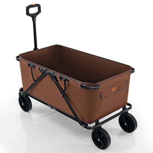 Collapsible Folding Wagon Cart with Adjustable Handlebar, Coffee Garden Carts Coffee at Gallery Canada
