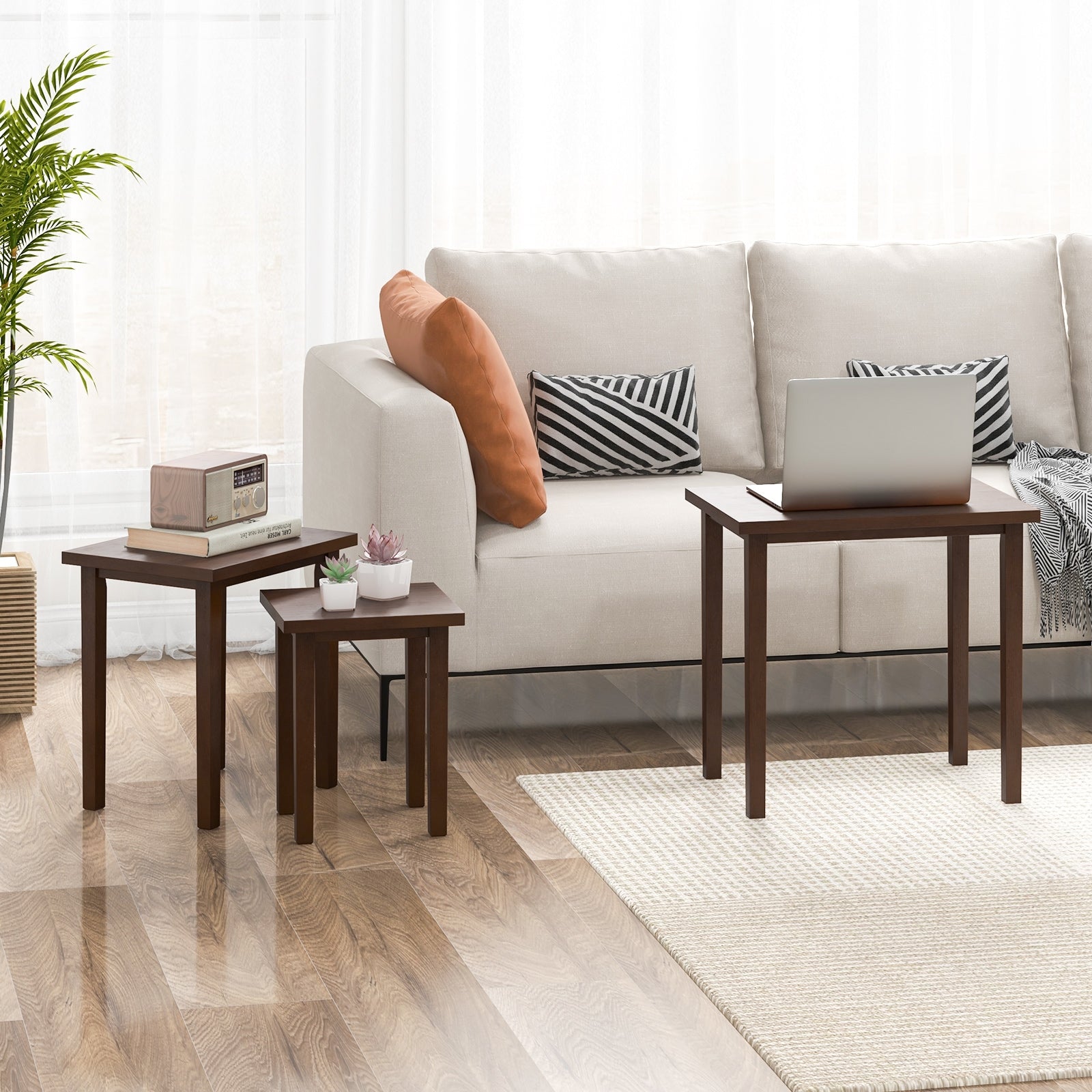 3-Piece Farmhouse Rectangle Side Table Set, Walnut End & Side Tables at Gallery Canada