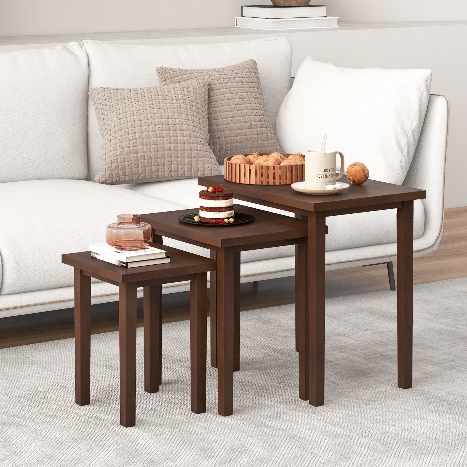 3-Piece Farmhouse Rectangle Side Table Set, Walnut End & Side Tables at Gallery Canada