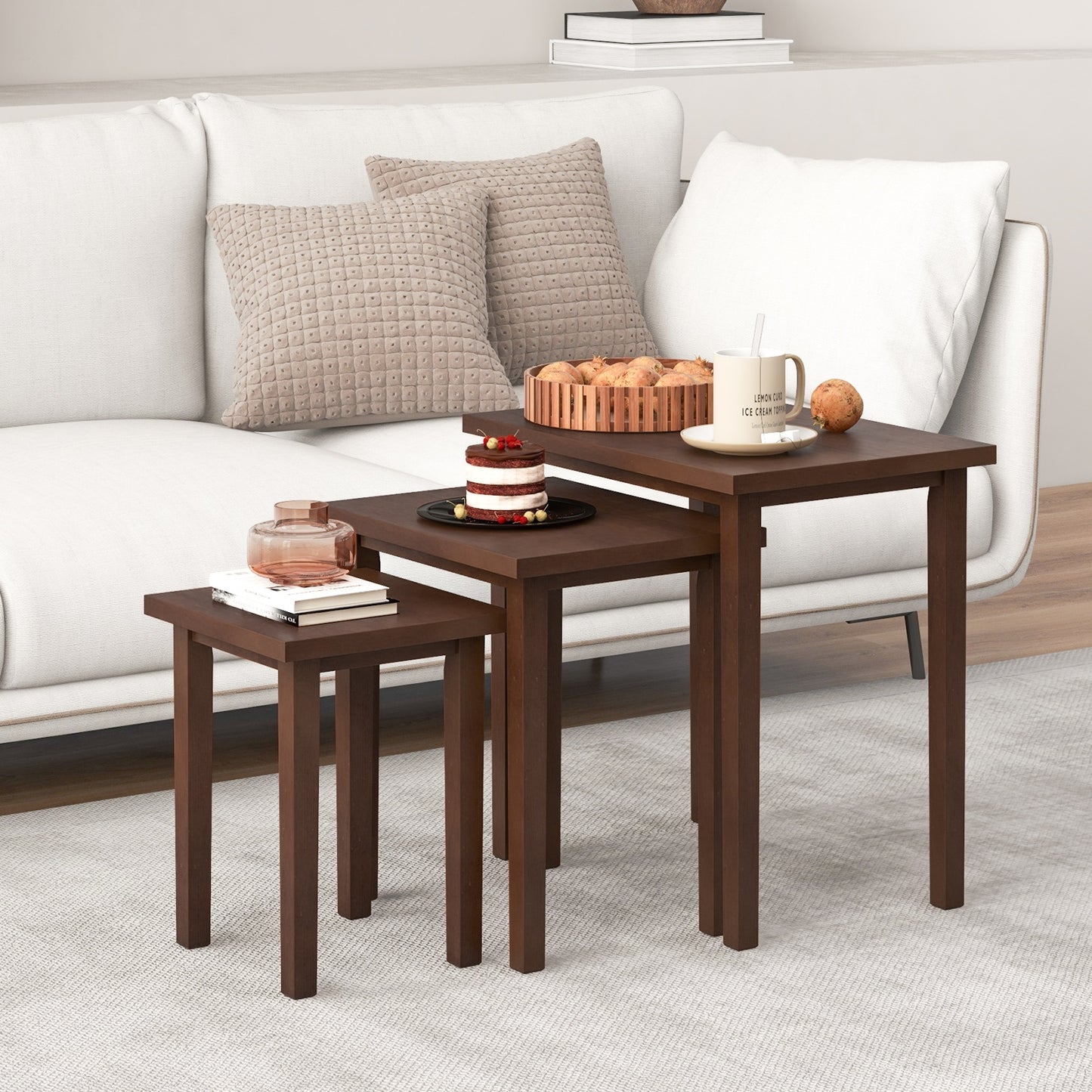 3-Piece Farmhouse Rectangle Side Table Set, Walnut End & Side Tables at Gallery Canada