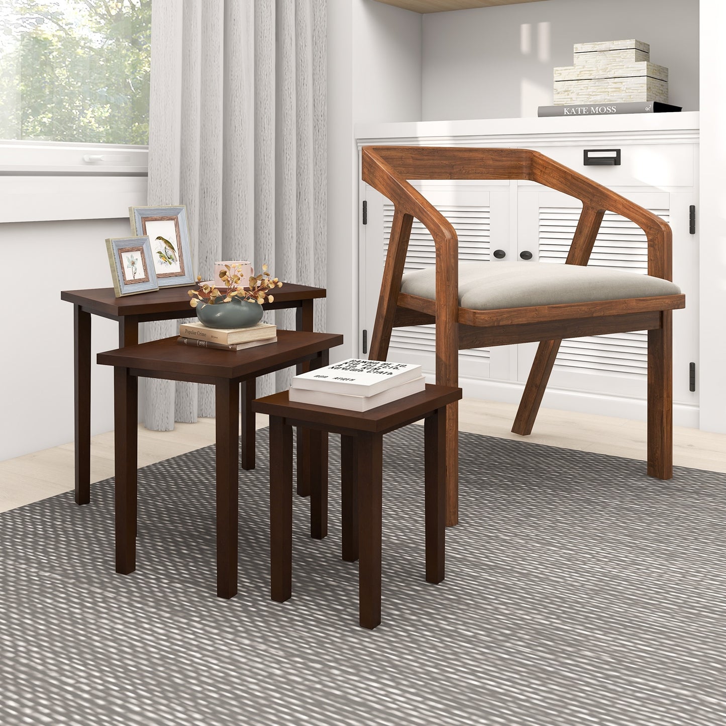 3-Piece Farmhouse Rectangle Side Table Set, Walnut End & Side Tables at Gallery Canada