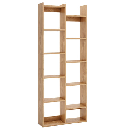 11-Tier Book Organizer Bookcase, Anti-Tipping Kits, Natural