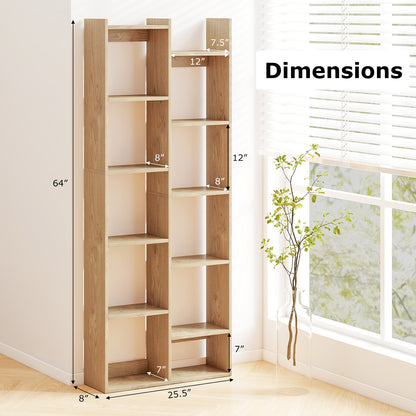 11-Tier Modern Book Organizer Bookcase with Anti-Tipping Kits, Natural Bookcases at Gallery Canada