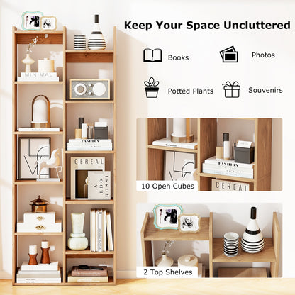 11-Tier Modern Book Organizer Bookcase with Anti-Tipping Kits, Natural Bookcases at Gallery Canada