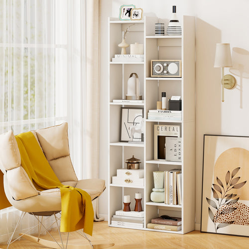 11-Tier Modern Book Organizer Bookcase with Anti-Tipping Kits, White
