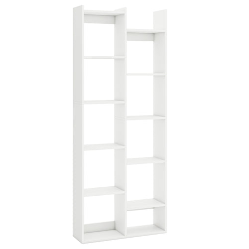 11-Tier Modern Book Organizer Bookcase with Anti-Tipping Kits, White