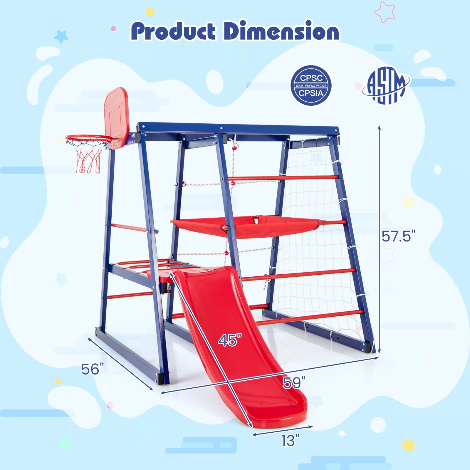 7-In-1 Metal Toddler Climbing Toys for 3-7 Years Old, Blue Climbers & Slides at Gallery Canada
