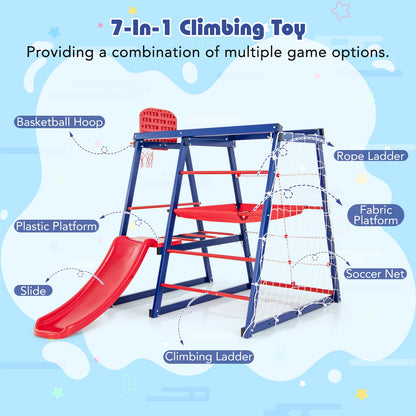 7-In-1 Metal Toddler Climbing Toys for 3-7 Years Old, Blue Climbers & Slides at Gallery Canada