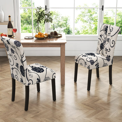 2 Pieces Tufted Dining Chair Set with Adjustable Anti-Slip Foot Pads-Blue and White, Multicolor Dining Chairs at Gallery Canada