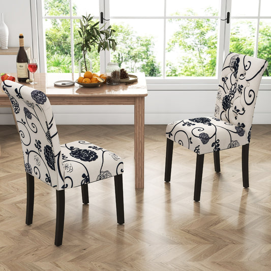 2 Pieces Tufted Dining Chair Set with Adjustable Anti-Slip Foot Pads-Blue and White, Multicolor Dining Chairs Multicolor at Gallery Canada