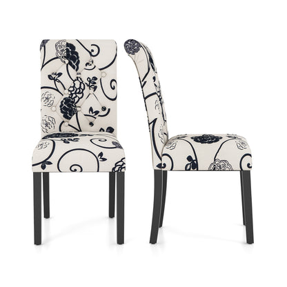 Ensemble de 2 chaises à manger capitonnées, multicolore, bleu et blanc