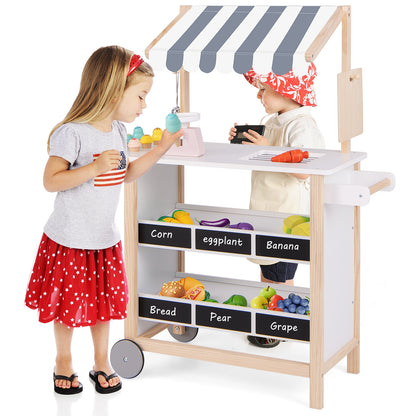 Kids Wooden Ice Cream Cart with Chalkboard and Storage for over 3 Years Old, White Play Kitchen Sets at Gallery Canada