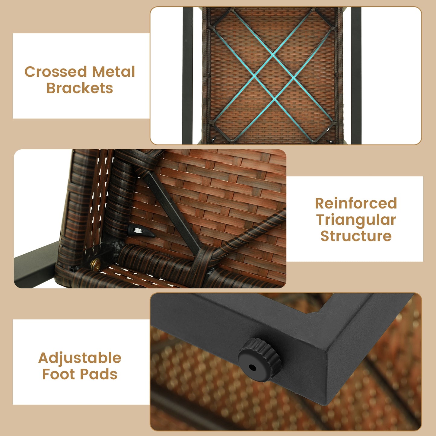 3 Piece Patio Conversation Set with Solid Acacia Wood Armrests and Tabletop, White Patio Conversation Sets at Gallery Canada