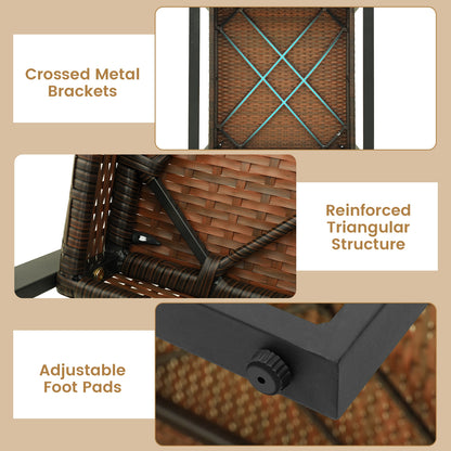 3 Piece Patio Conversation Set with Solid Acacia Wood Armrests and Tabletop, White Patio Conversation Sets at Gallery Canada