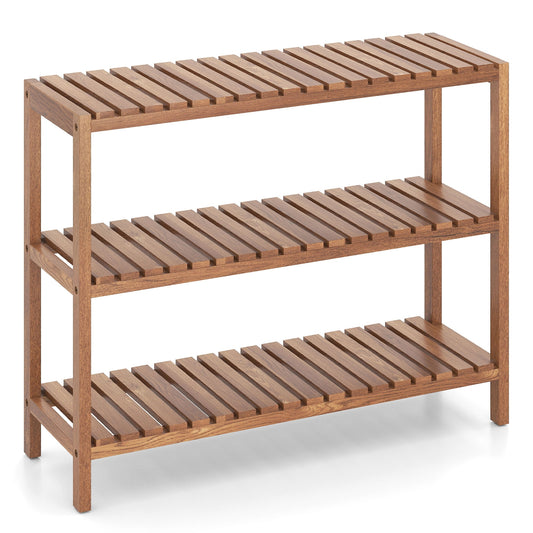 3-Tier Teak Wood Side Table, Natural Plant Stands Natural at Gallery Canada