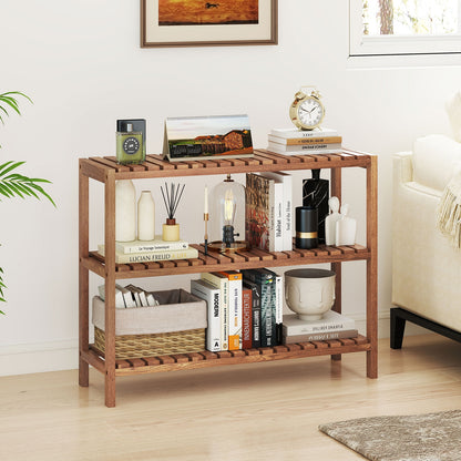 3-Tier Teak Wood Side Table, Natural Plant Stands at Gallery Canada