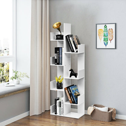 8-Tier Bookshelf Bookcase with 8 Open Compartments Space-Saving Storage Rack , White Bookcases at Gallery Canada