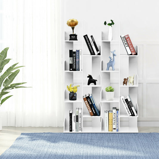 8-Tier Bookshelf Bookcase with 8 Open Compartments Space-Saving Storage Rack , White Bookcases White at Gallery Canada
