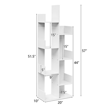 8-Tier Bookshelf Bookcase with 8 Open Compartments Space-Saving Storage Rack , White Bookcases at Gallery Canada