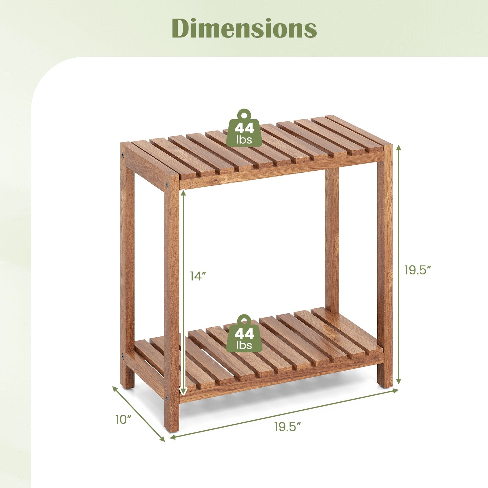 2 Tier Side Table, Teak Wood Storage Shelf, Natural Plant Stands at Gallery Canada