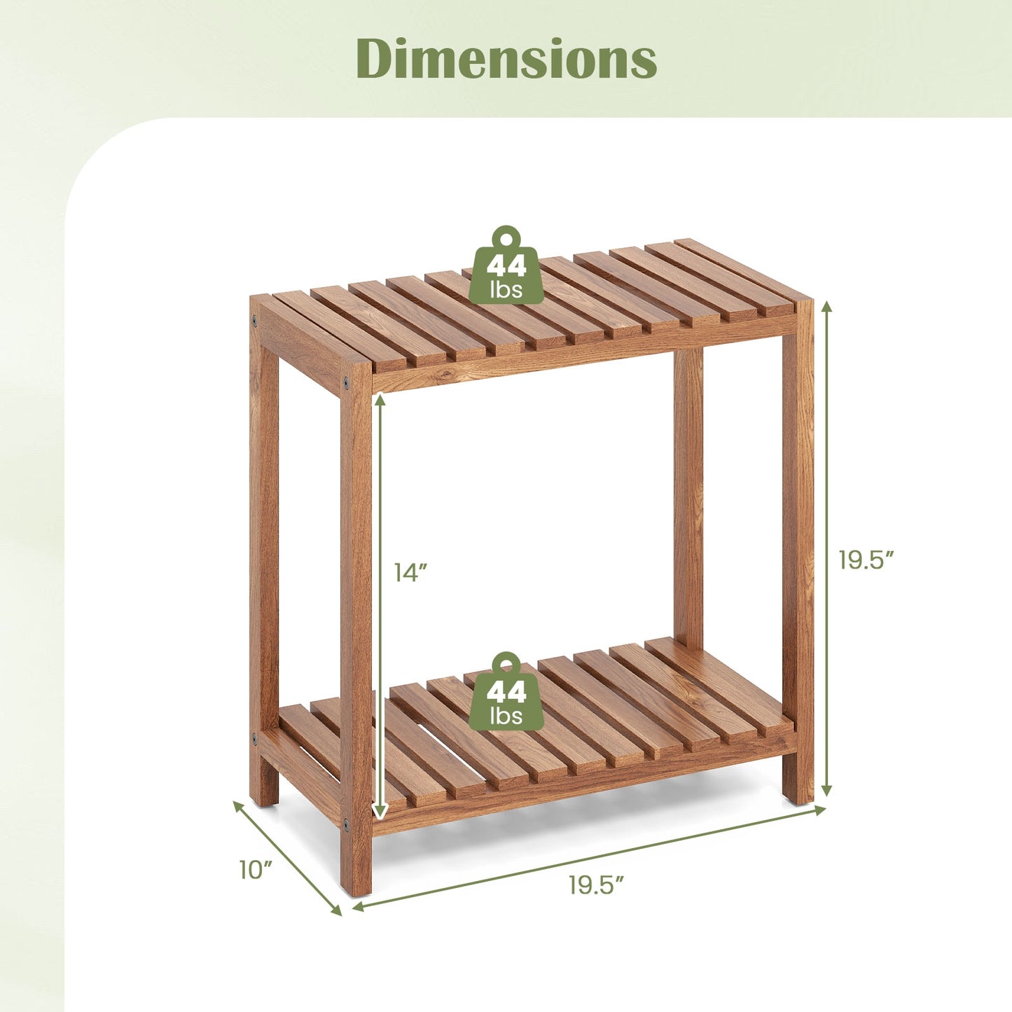 2 Tier Side Table, Teak Wood Storage Shelf, Natural Plant Stands at Gallery Canada