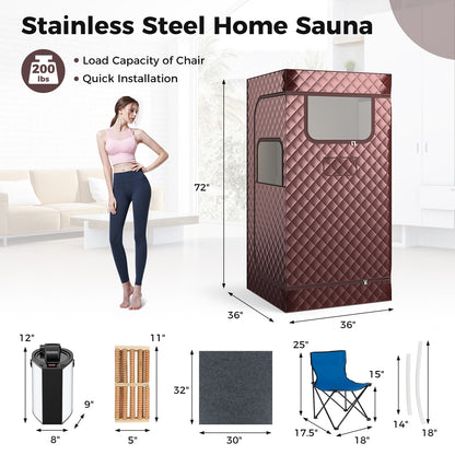 Portable Steam Sauna with 3L Steam Generator Remote Control Wood Foot Massager and Foldable Chair for Home, Coffee Spa & Salon at Gallery Canada