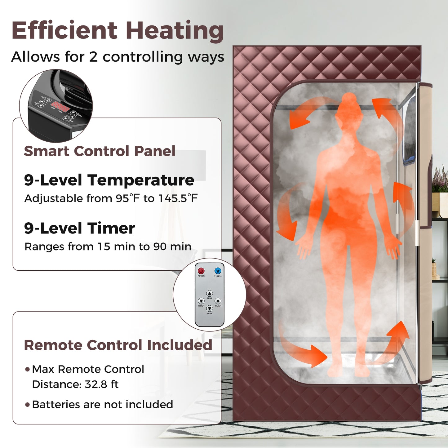 Portable Steam Sauna with 3L Steam Generator Remote Control Wood Foot Massager and Foldable Chair for Home, Coffee Spa & Salon at Gallery Canada