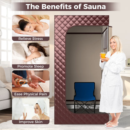 Portable Steam Sauna with 3L Steam Generator Remote Control Wood Foot Massager and Foldable Chair for Home, Coffee Spa & Salon at Gallery Canada