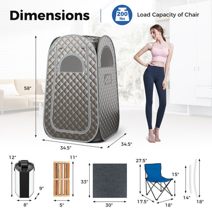 Full-Body Personal Sauna Tent with 1000W 3L Steam Generator for Home Spa Relaxation, Gray Spa & Salon at Gallery Canada