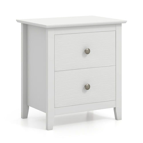 Modern Nightstand With 2 Drawers, White