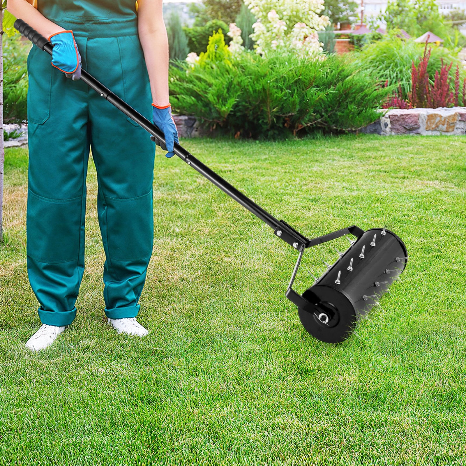 18/21 Inch Manual Lawn Aerator with Detachable Handle-18 inches, Black Lawn Care Tools at Gallery Canada