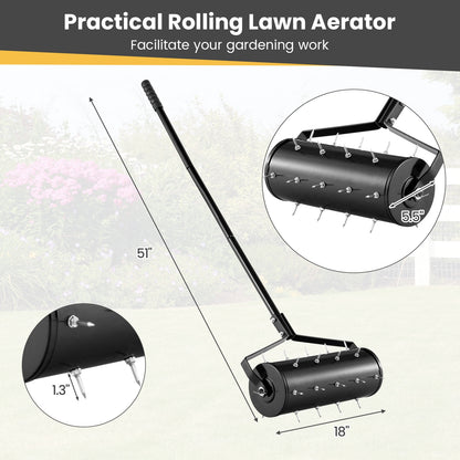 18/21 Inch Manual Lawn Aerator with Detachable Handle-18 inches, Black Lawn Care Tools at Gallery Canada