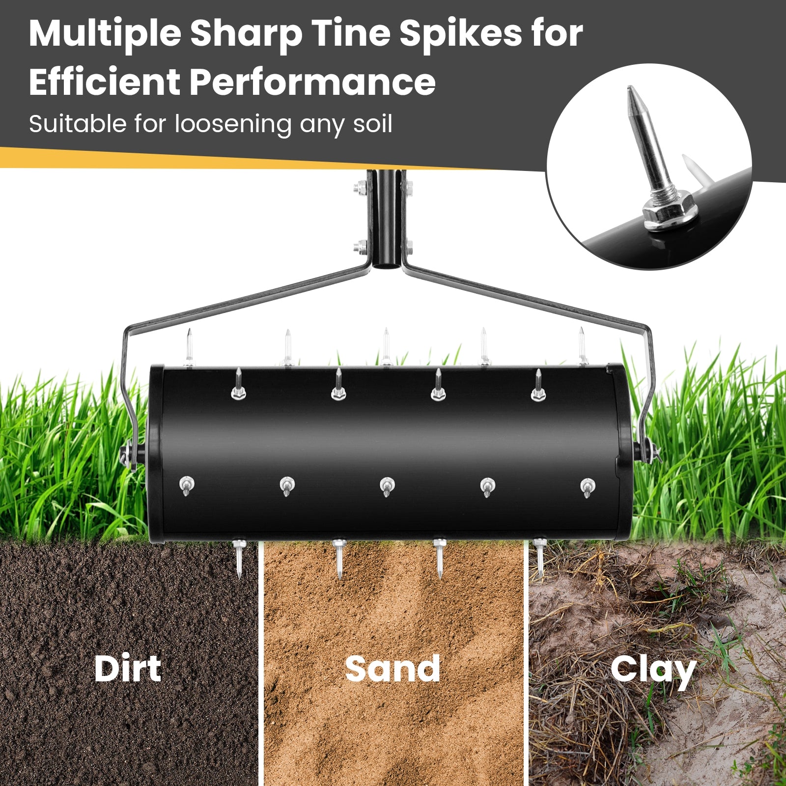 18/21 Inch Manual Lawn Aerator with Detachable Handle-18 inches, Black Lawn Care Tools at Gallery Canada