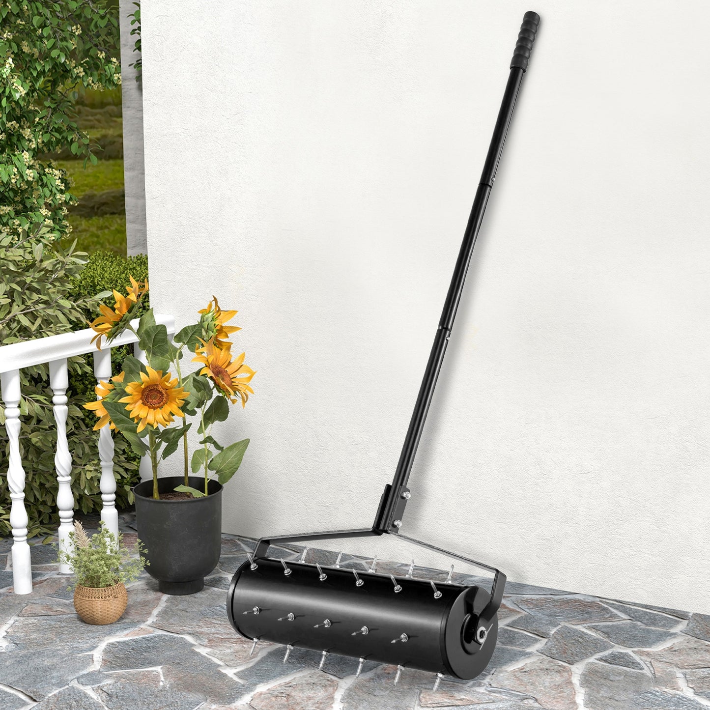 18/21 Inch Manual Lawn Aerator with Detachable Handle-21 inches, Black Lawn Care Tools at Gallery Canada