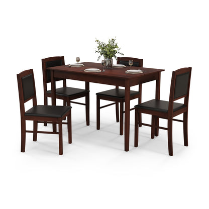 5-Piece Dining Set for 4 with Rubber Wood Legs for Small Dining Room, Brown Dining Room Sets Brown at Gallery Canada