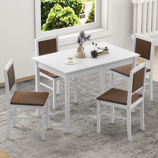 5-Piece Dining Set for 4 with Rubber Wood Legs for Small Dining Room, White Dining Room Sets White at Gallery Canada
