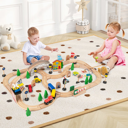 78 Pieces Activity Railway Playset for Kids Aged 3+, Natural Learning Toys at Gallery Canada