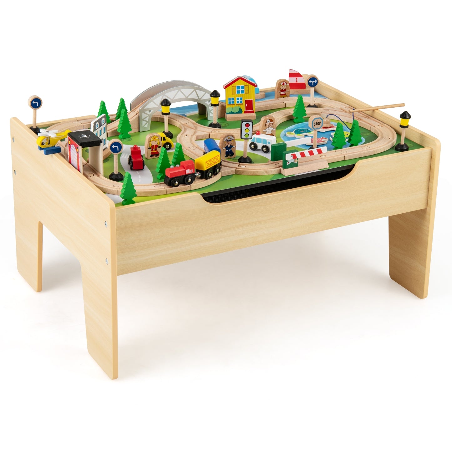 78 Pieces Activity Railway Playset for Kids Aged 3+, Natural Learning Toys Natural at Gallery Canada