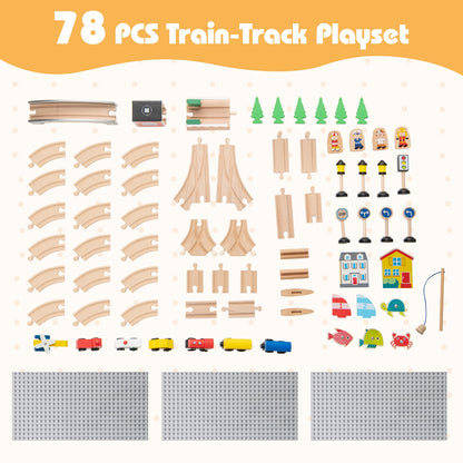 78 Pieces Activity Railway Playset for Kids Aged 3+, Natural Learning Toys at Gallery Canada