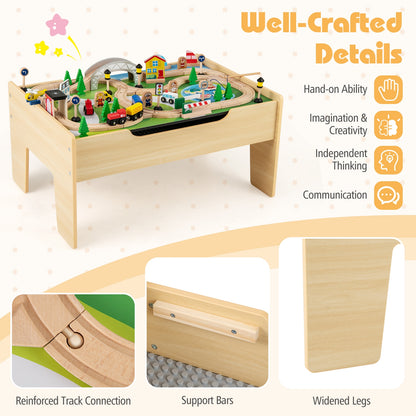 78 Pieces Activity Railway Playset for Kids Aged 3+, Natural Learning Toys at Gallery Canada