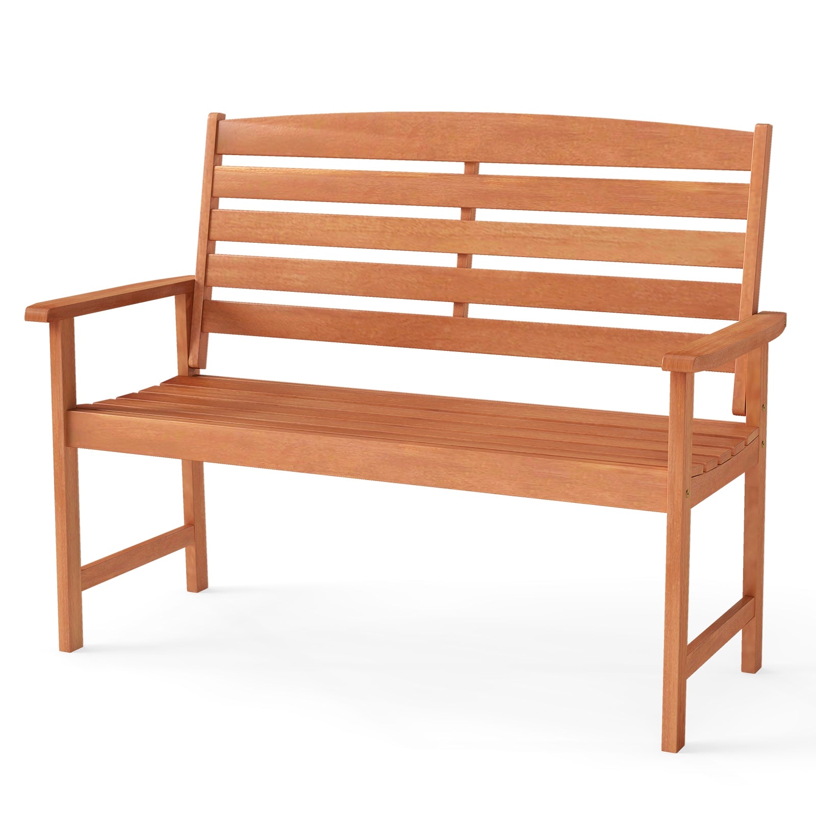 2-Person Wooden Garden Bench with Slatted Backrest and Comfortable Armrests, Natural Outdoor Benches at Gallery Canada