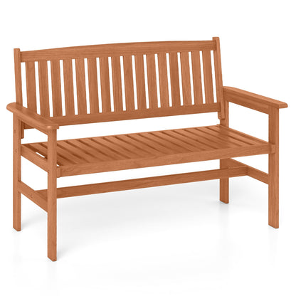 2-Person Patio Loveseat with Slatted Backrest and Comfortable Armrests, Natural Outdoor Benches at Gallery Canada