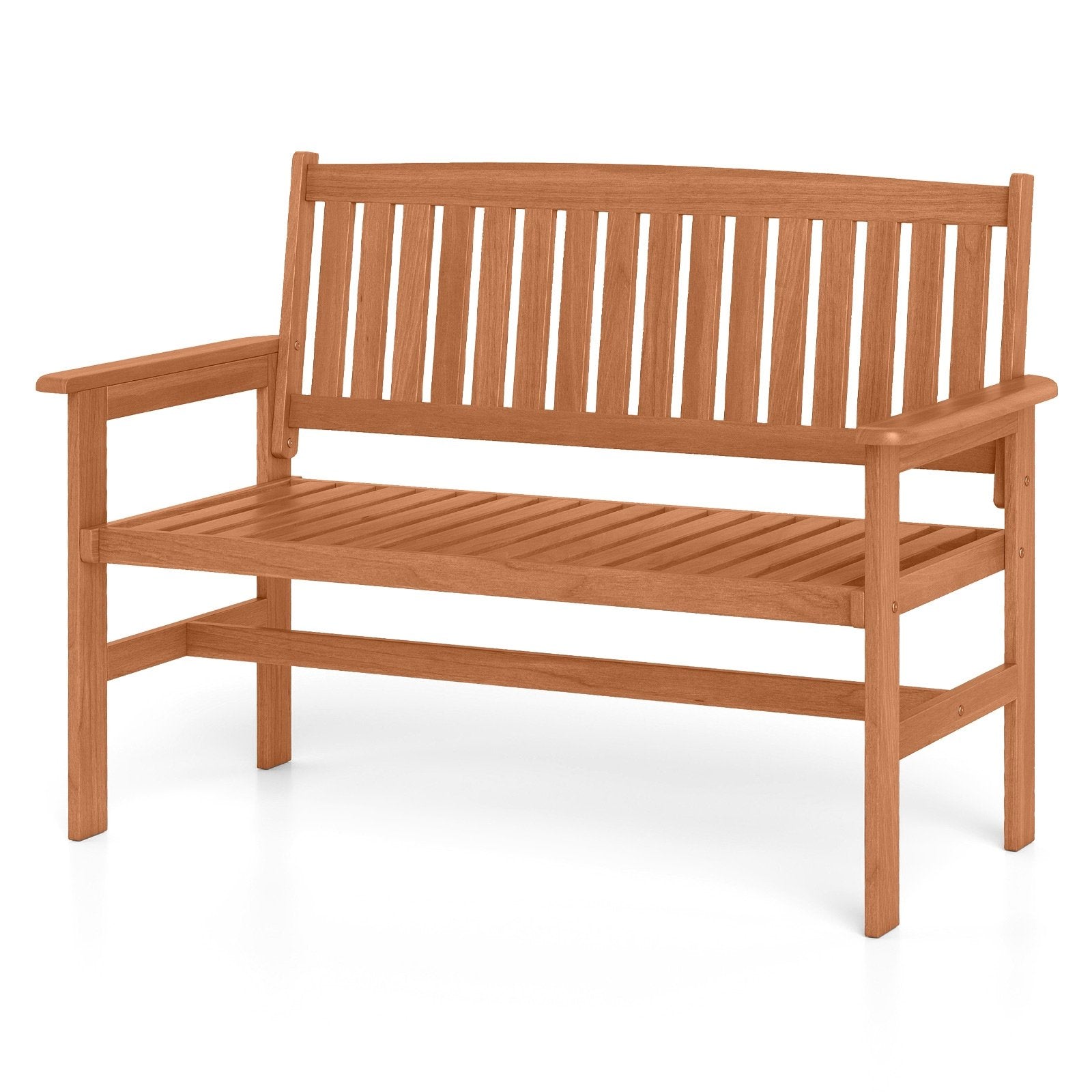 2-Person Patio Loveseat with Slatted Backrest and Comfortable Armrests, Natural Outdoor Benches at Gallery Canada